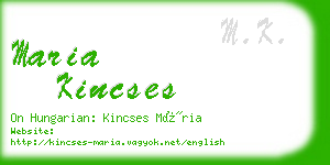 maria kincses business card